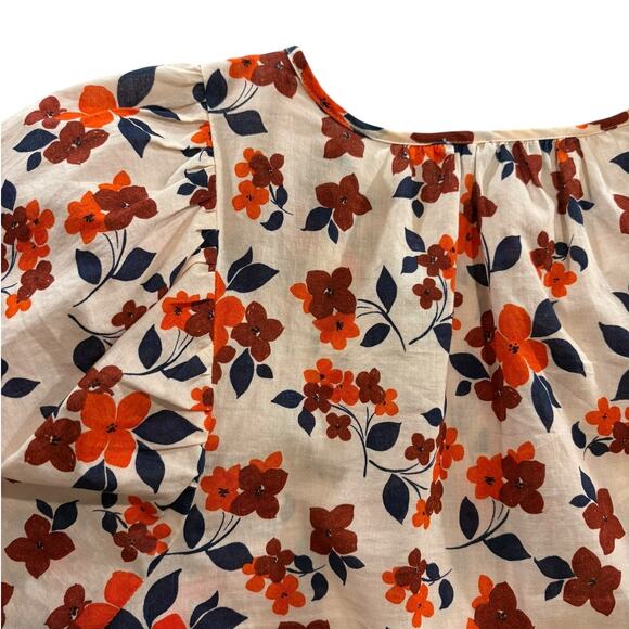 Elizabeth and James Floral Boho Cotton Blouse Smocked Top S - Picture 4 of 10
